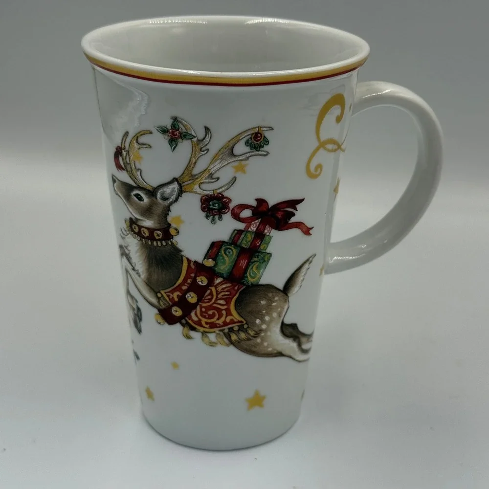 Williams Sonoma Twas the Night Before Christmas‎ Reindeer Tree Coffee Mug 6in